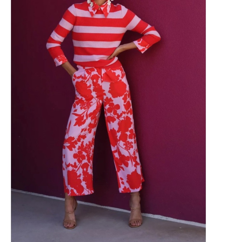 Halogen Red and Pink Wide Leg Pant